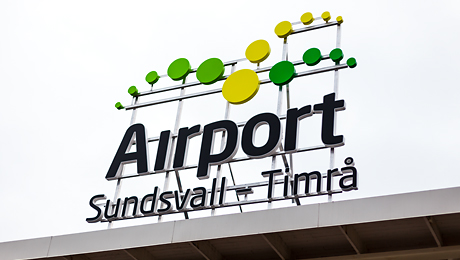 Skylt: Sundsvall Timrå Airport